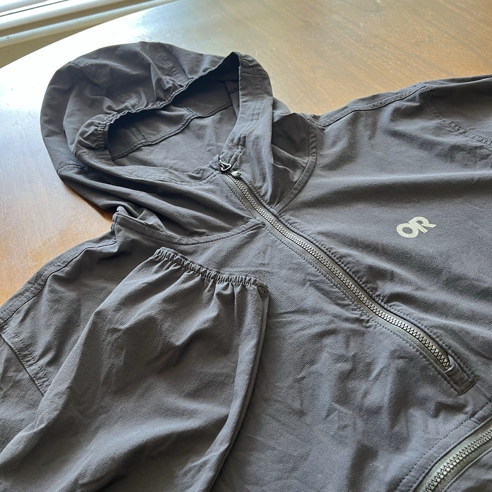 Outdoor Research Men's Jacket Size XL Black Full Zip Hooded Anorak V042